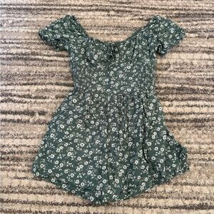 Hollister Green Floral Off-Shoulder Romper